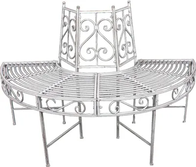 Produktbild von Garden Pleasure Metall-Baumbank Varda halbkreisförmig, Farbe Antik-Weiß