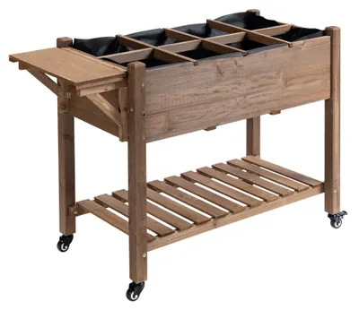 Produktbild von Hochbeet auf Rollen Tanne 8 F?cher, Naturholz, rš¹ckenschonend, inkl. Drainagefilz, Bew?sserungseins?tze