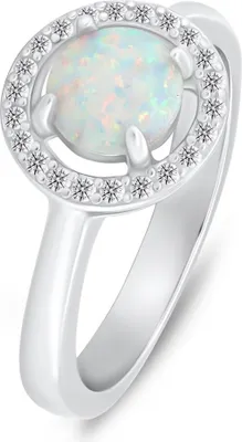 Produktbild von Zarter Silberring mit Opal und Zirkonen RI108W - Kreislauf: 56 mm