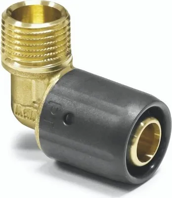 Immagine prodotto di Raccordo push-fit Pipetec, transizione a gomito con filettatura esterna 16 x 2 mm - 3/4" per tubo multistrato in alluminio