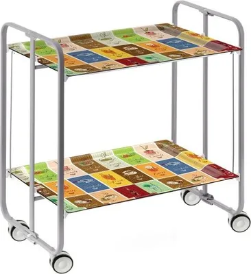 Immagine prodotto di DON HIERRO - Carrello di servizio pieghevole BAUHAUS con rotelle - struttura in metallo grigio, 2 livelli, 4 posizioni