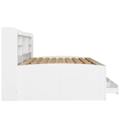 Immagine prodotto di Abrihome daybed letto in legno 140 x 200 cm con letto estraibile e 3 cassetti, divano letto con funzione di ricarica e LED, bianco