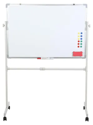Produktbild von Rollbares Whiteboard, mobiles Whiteboard mit Ständer, tragbares magnetisches Whiteboard auf Rollen, inklusive 5 Markern, 12 Magnetnägeln und 1 Schwamm