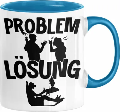 Produktbild von VR Gamer Tasse Geschenk für Gamer Zocker  Männer Geschenkidee Problem und Lösung Zocken (Blau)
