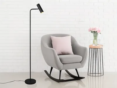 Produktbild von LED Stehlampe schwenkbarer Spot Schwarz Wohnzimmerlampen Leselicht hinter Sofa