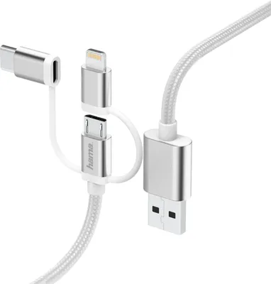 Produktbild von Hama 3-in-1 Micro-USB-Kabel mit Adapter für USB-Typ-C und Blitz 0