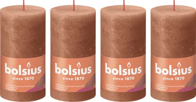 Produktbild von 4er-Set Stumpenkerze - Höhe 13 cm - Durchmesser 6,8 cm - Rustik - Rostiges Rosa