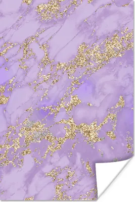 Produktbild von MuchoWow® Poster Marmor - Gold - Lila 120x180 cm - Kunstposter