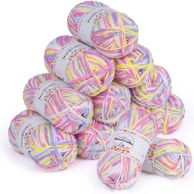 Produktbild von Farbverlaufgarn 12 x 50g Häkelwolle Lilaweiß 5ply Acryl Baumwolle