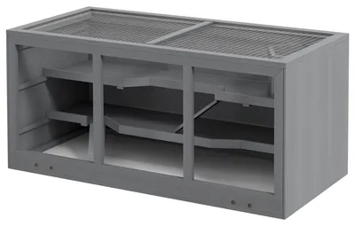 Produktbild von PawHut Hamsterkäfig Nagerkäfig Kleintierstall aus Holz Kleintierkäfig Grau