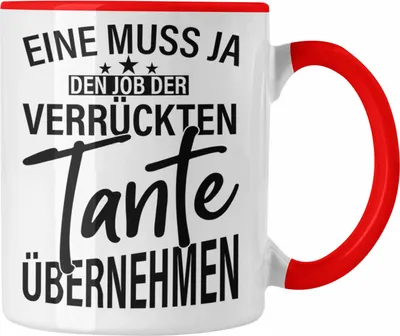 Produktbild von Trendation - Verrückte Tante Tasse Geschenk Lustig Geschenkidee Geburtstag Weihnachten Beste Tante Geschenkidee (Rot)