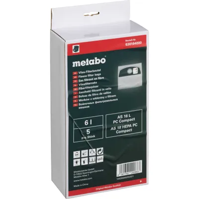 Image de Metabo 5 sacs en non-tissé 6 l, AS 18l PC Compact