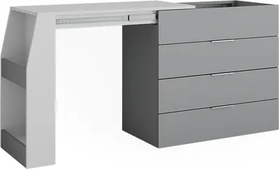 Produktbild von Basteltisch Vicco Iva Grau 95.5 x 80 cm ausklappbar, 4 Schubladen, Model 47676