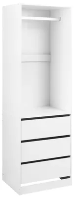 Produktbild von BELIANI Offener Kleiderschrank Weiß Faserplatte mit 3 Schubladen Ohne Türen Hoch Schmal Modern Stauraum Aufbewahrung Schrank Schlafzimmer Flur