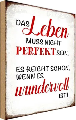 Produktbild von vianmo Holzschild 30x20 cm Leben muss nicht perfekt sein Dekoration