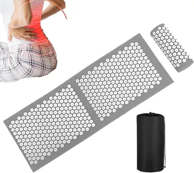Image de Coussin de massage - Tapis de massage - Relaxation musculaire - Appui-tête amovible - 148 cm - Gris