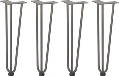 Image de vidaXL Pieds en épingle à cheveux pour table basse 4 pcs. Acier naturel 42 cm massif
