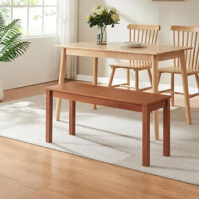 Produktbild von Esszimmerbank 'Trerunulu' 100 x 35 x 45 cm Sitzbank Kiefernholz Walnussoptik