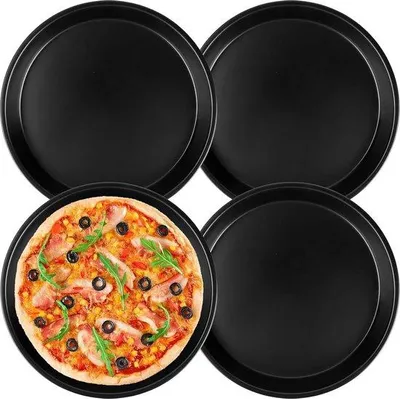 Produktbild von Famanu Pizzaplatte 4 Stück - 20 cm - Quiche Backform - Edelstahl - Antihaftbeschichtung