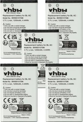 Produktbild von vhbw 5x Akku Ersatz für Telekom A051 für Handy Smartphone Telefon (1200 mAh, 3,7 V, Li-Ion)