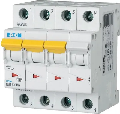 Produktbild von Eaton LS-Schalter 10kA B 25A/3pol+N 4TE Eaton PLSM-B25/3N-MW, 1 Stk.