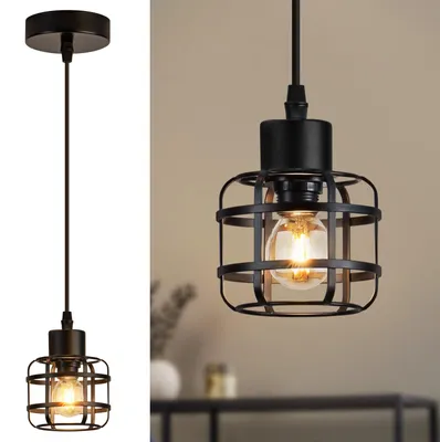 Image de ZMH Suspensions Lampe de table à manger Vintage Suspension en métal 1 flamme E14 Lampe de table à manger noire Suspension réglable en hauteur pour le salon