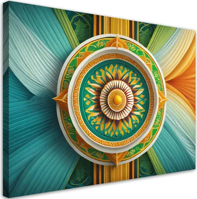 Obrázek produktu pro Obraz na plátně Mandala Zen Symbol 90x60 Feeby Barevný obraz na zeď připravený k zavěšení