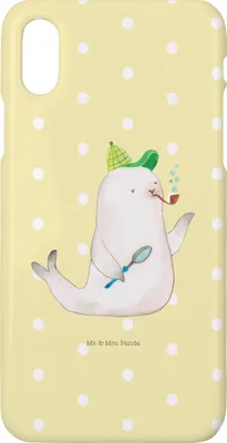Produktbild von Mr. & Mrs. Panda Iphone 10 Handyhülle Robbe Sherlock - Gelb Pastell - Geschenk, Cover, Lustige Sprüche, Handy, X, Hülle