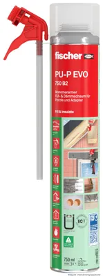 Produktbild von fischer Monomerarmer PolyurethanSchaum PolyurethanP EVO, B2-Qualität, 750 ml