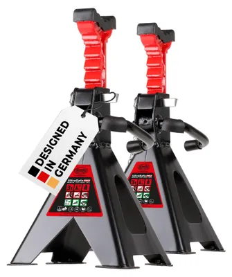 Produktbild von HEYNER® Unterstellbock 2er Set mit Gummiauflage Hubhöhe 300-440 mm Traglast 3t Stützbock Stützfuß 10-Fach Höhenverstellbar