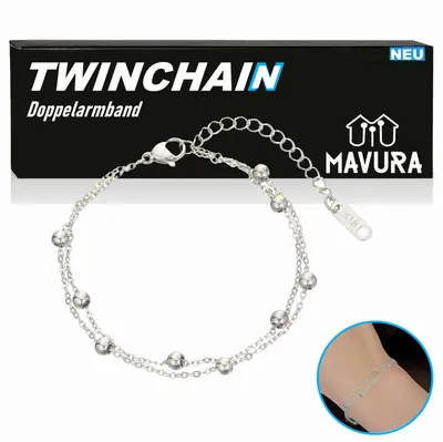 Produktbild von TWINCHAIN dvojitý náramok náramok náramok dvojitý šperk guľa striebro