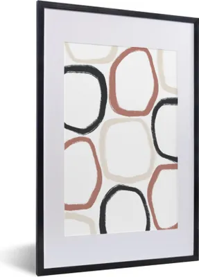 Produktbild von MuchoWow® Gerahmtes Poster Minimalismus - Geometrische Formen - Pastell - Muster 40x60 cm - Poster mit Schwarzem Bilderrahmen Wandposter Rahmen Foto Bilder - Poster in Rahmen