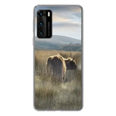 Produktbild von MuchoWow® Handyhülle Schutzhülle Hülle für Huawei P40 Schottische Highlander - Nebel - Gras Silikon Softcase Handy Hülle - Handytasche