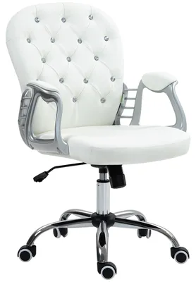 Produktbild von Bürostuhl, Ergonomisch Schreibtischstuhl mit Armlehne, Gepolsterter Rückenlehne Weiß