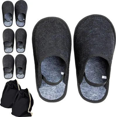 Produktbild von ONVAYA® Handwerkerpantoffel mit Gummiband im Beutel | 4 Stück L-XL | ABS-Sohle | Museumpantoffel | Überschuh | Gästepantoffel | Schlosspantoffel | Schutzschuh | Filzüberschuhe