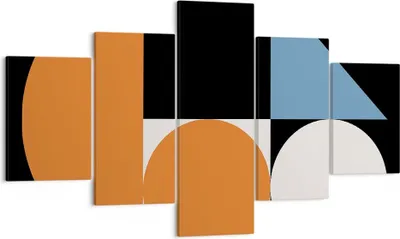 Produktbild von Bild auf Leinwand - Leinwandbild - 5 Teile - Stück Geometrisch Räder - 125x70cm - Wand Bild - Wanddeko - Wandbilder - Leinwanddruck - Bilder - Wanddekoration - Leinwand bilder - EA125x70-4879