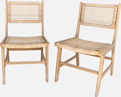 Immagine prodotto di Set 2 sedie in canna e legno, Marrone naturale