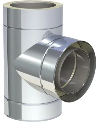 Produktbild von Jeremias DW-ECO 2.0 T-Stück 400mm Edelstahl Abgassystem 87 Grad doppelwandig  für Öl Gas Festbrennstoffe Außenwandmontage