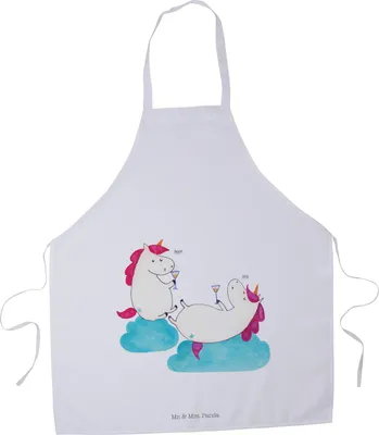 Produktbild von Mr. & Mrs. Panda Kochschürze Einhorn Sekt - Weiß - Geschenk, Kochkleidung, Küchenschürze, Einhörner, Grillschürze, Unicorn, Mädelsabend, Party, Schürze, Küchenzubehör