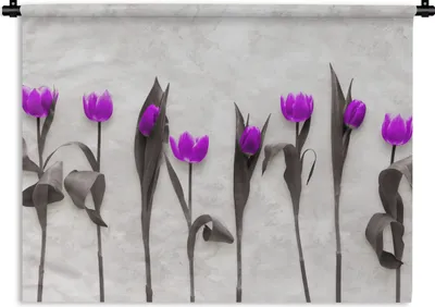 Produktbild von MuchoWow® Wandteppich Wandbehang Blumen - Tulpen - Lila 60x45 cm Tapisserie Dekoration Wandtuch - Das Schlafzimmer