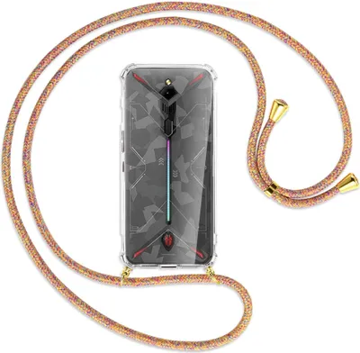 Produktbild von Handykette Backcover-Schutzhülle mit Band (Metall goldfarben) für ZTE Nubia Red Magic 3 / 3s - Rainbow