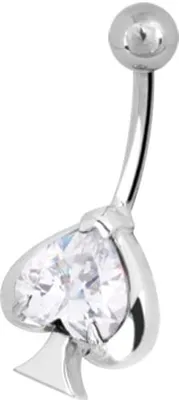Produktbild von Bauchnabel Stahl Piercing - Prong Set Zirkonia Steine Spades - BBZX-01.Weiss