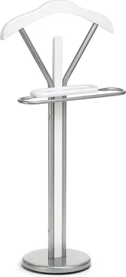 Produktbild von Herrendiener Stummer Damen Diener Kleiderbutler Kleiderständer mit Kleiderbügel, Hosenbügel, kleine Ablage in weiß/alufarben