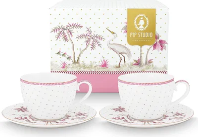 Produktbild von PIP STUDIO Jolie Dots Gold Pink Tasse mit Untertasse 280ml Set2