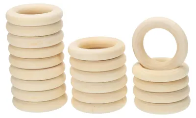 Holzringe 50 mm, 20 Stück, unbehandelt, für Makramee & Basteln