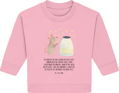 Produktbild von Mr. & Mrs. Panda Organic Baby Pullover Maus Sterne 24. - 36. Monat - Baumwolle Pink - Geschenk, Hoffnung, Bullover, Lustige Sprüche, Geburtstag, Schwangerschaft, Geburt