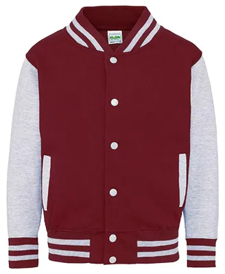 Produktbild von Awdis - Varsity-Jacke (US-College-Stil) für Kinder, meliert LT2766 (152-158) (Burgunderrot/Grau meliert)