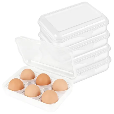 Eieraufbewahrungsbox 5er-Set, Kunststoff, 6 Eier, transparent