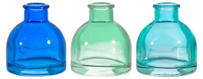 Mini Bud Vazen Set von 3 – kühle Farbtöne, Glas