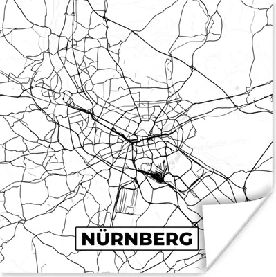 Produktbild von MuchoWow® Poster Karte - Stadtplan - Nürnberg 50x50 cm - Wohnzimmerdekoration